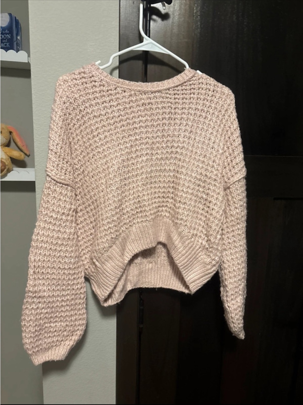 Pink Rose Light Blush Cropped Crewneck Sweater